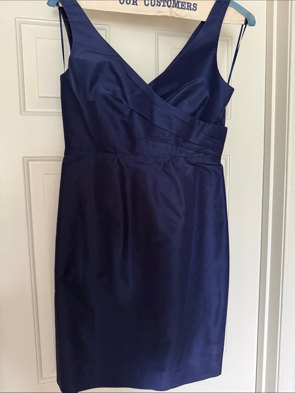 J. Crew Navy Sleeveless Midi Sheath Dress with V-Neck
